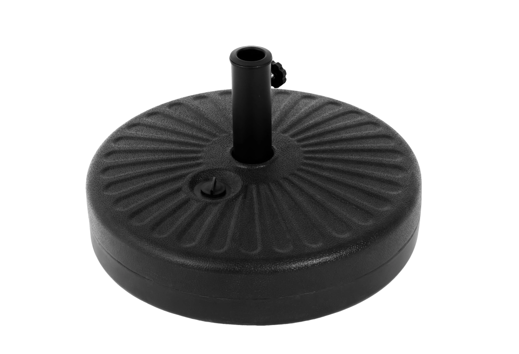 Base per ombrellone rotonda riempibile con acqua o sabbia; 56 x 51 x 15 cm; nero