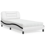 Letto con Materasso Hvar Bianco e Nero 100x200 cm in Similpelle 3208709