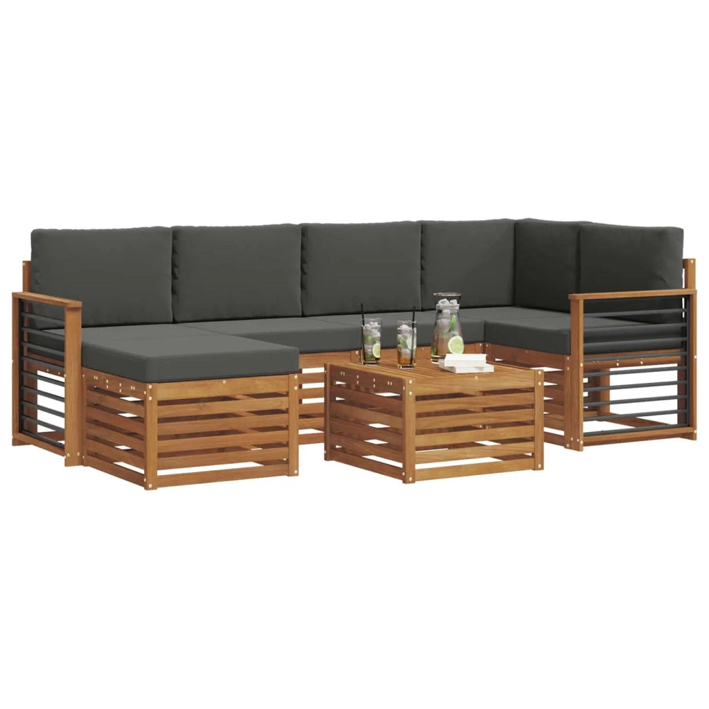 Set divano sezionale con cuscino 7 pcs Naturale e Antracite 3375142
