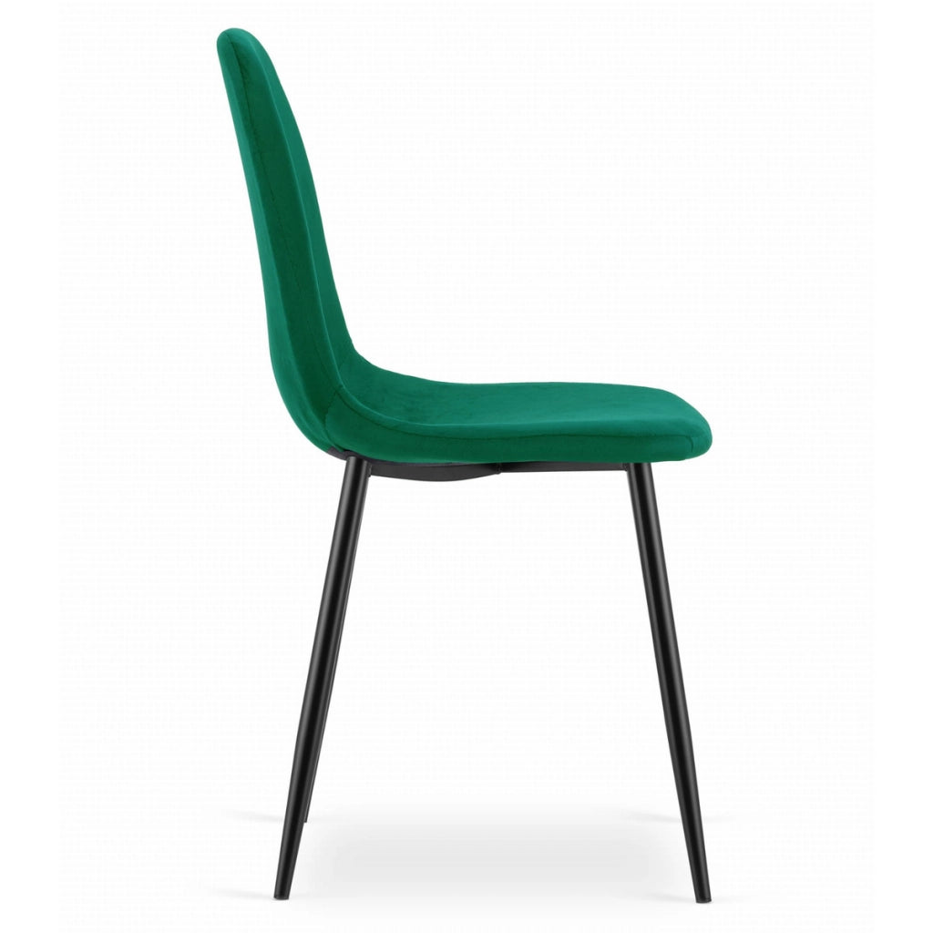 Set di 3 sedie Como in velluto verde bosco e gambe nere