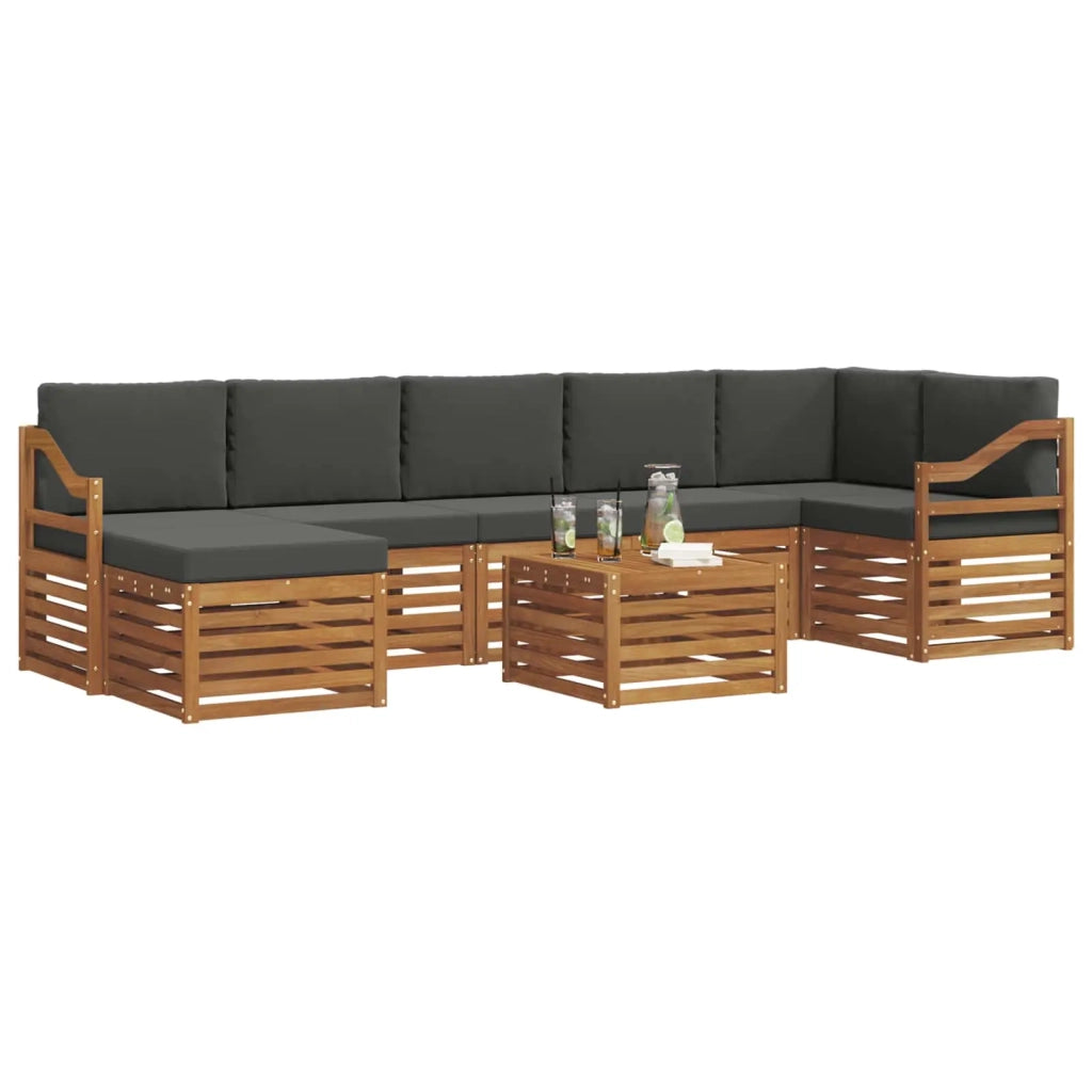 Set di divani da esterno con cuscino 8 pcs Naturale e Antracite