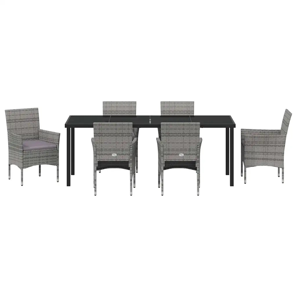 Set da Pranzo per Giardino con cuscino 7 pcs Grigio polyrattan 3379735