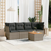 Set Divano da Giardino 5 pz con Cuscini-Sofa da Giardino-Divanetto da esterno Grigio in Polyrattan 763960