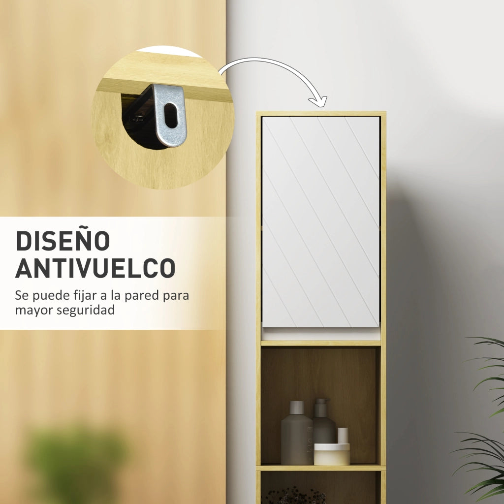 Colonna Bagno Salvaspazio ¨C Xylo ¨C 2 Ante 2 Ripiani Aperti Bianco Rovere 30x24x170 cm
