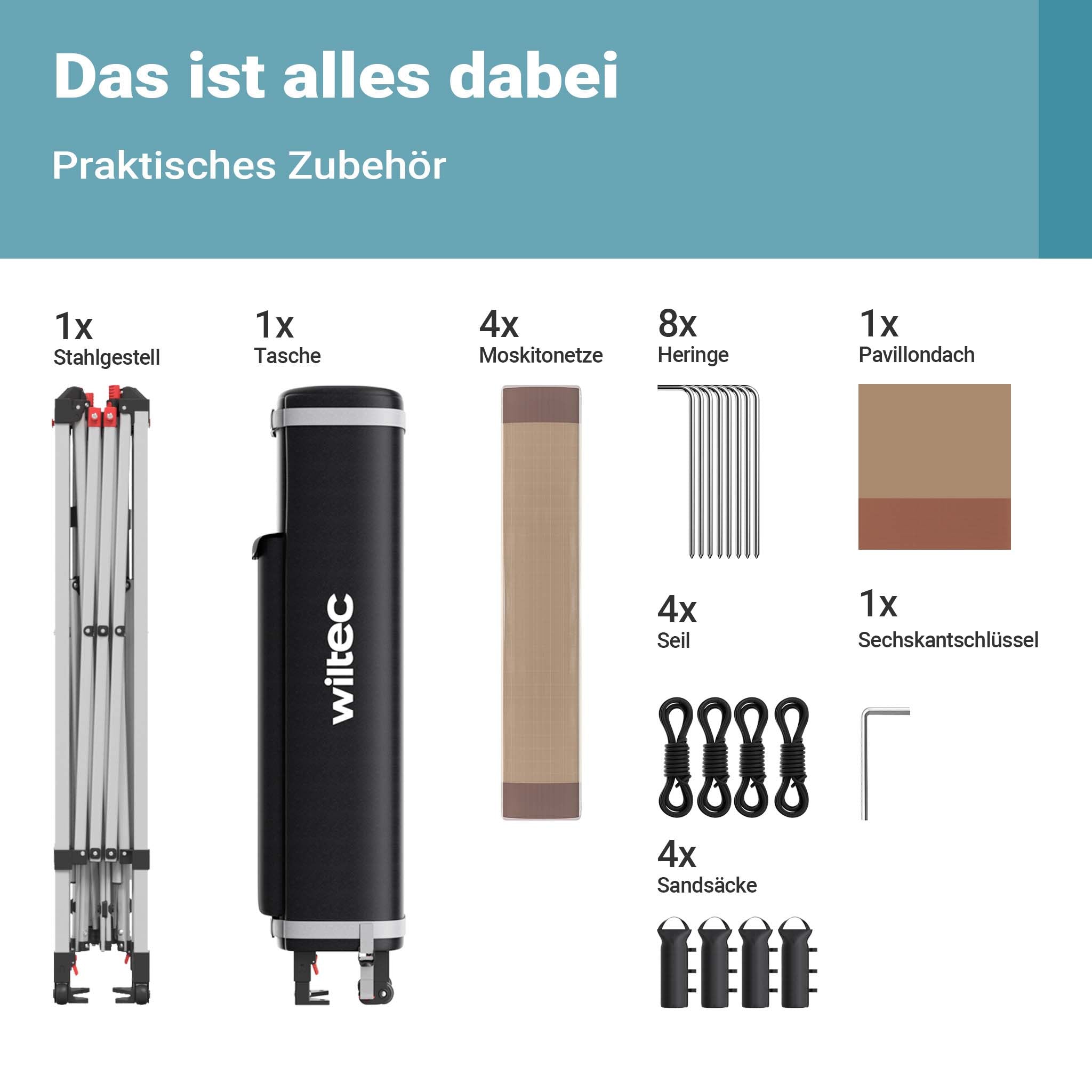 Gazebo pieghevole con zanzariera, beige 4 x 4 m, impermeabile, UV 50+, Tendone per feste