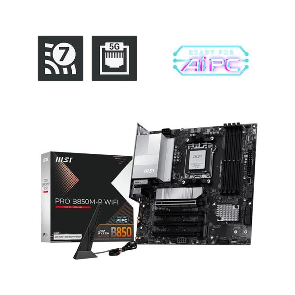 Msi mb b850m-p wifi,b850,am5,4ddr5,1pci-ex16,3pci-ex1,3m.2,4sata3,3usb10g(1a+2c),6usb5g(6a) - 911-7E71-001