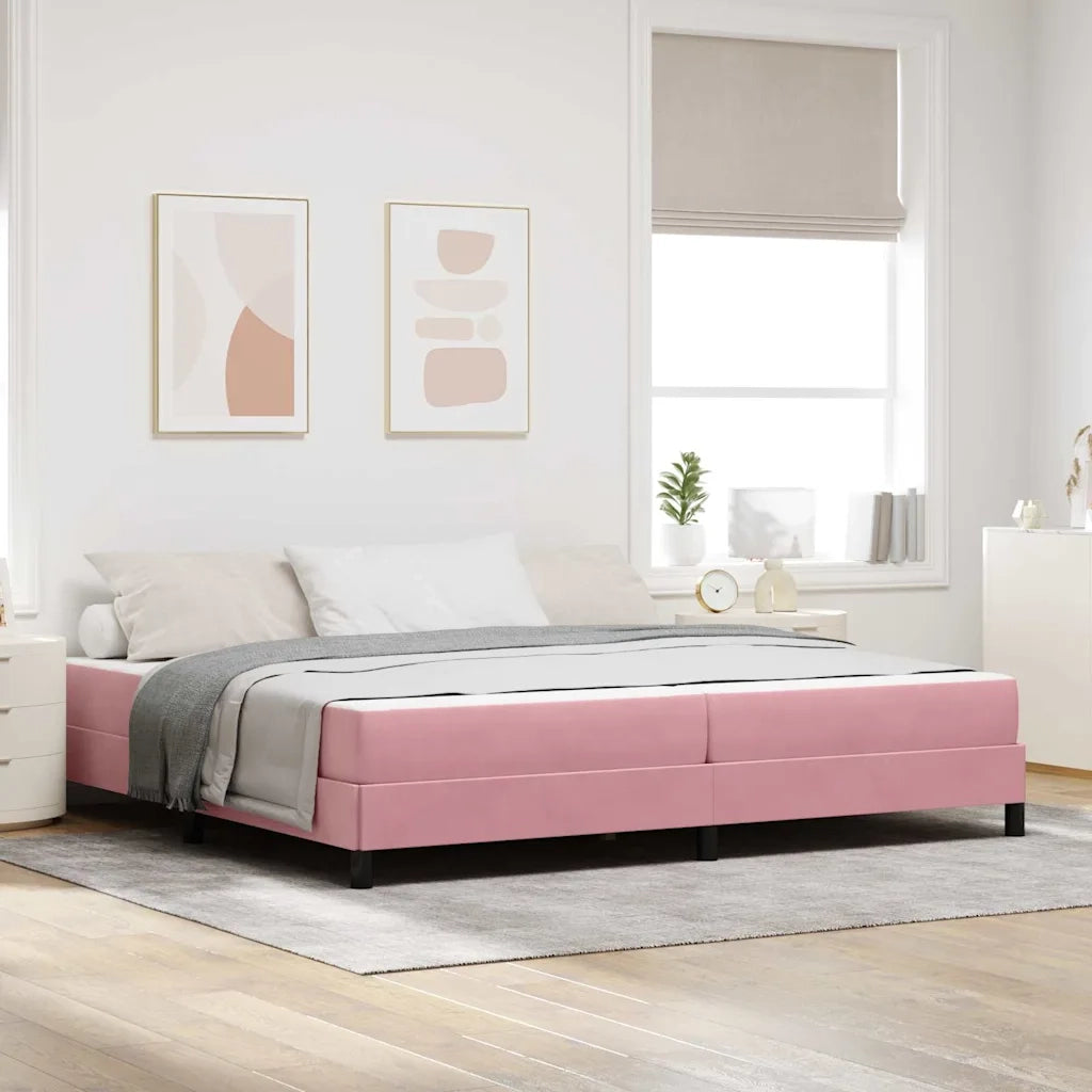 vidaXL Letto box spring con materasso Rosa 200 x 200 cm Velluto