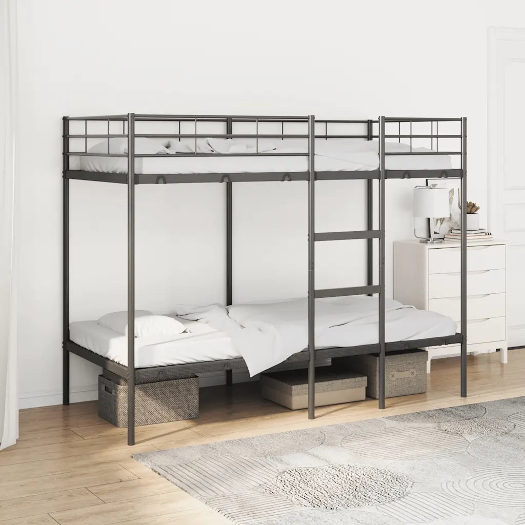 vidaXL Letto a Castello senza Materasso Nero 90x200 cm in Acciaio
