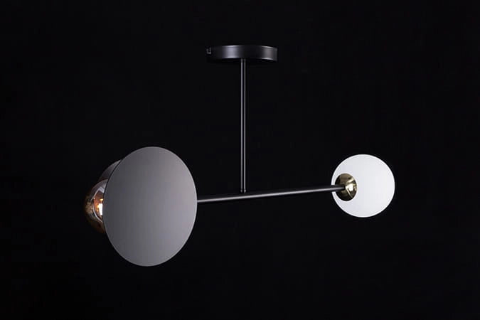 Lampada soffitto Emibig Minerva 2xE27 nera vetro 80cm