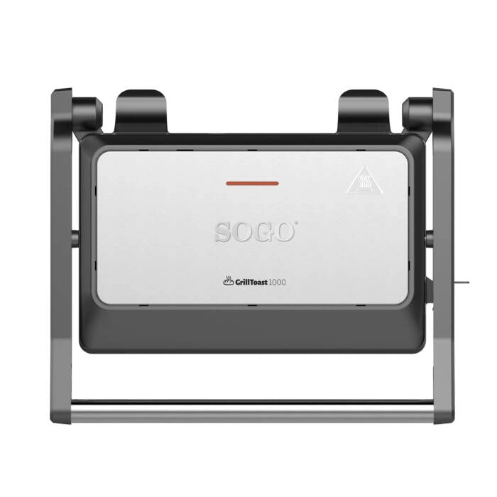 Piastra elettrica per toast e grill, 1000W con piastre antiaderenti 23x14,5 cm e apertura 180°, per panini e carne - Sogo