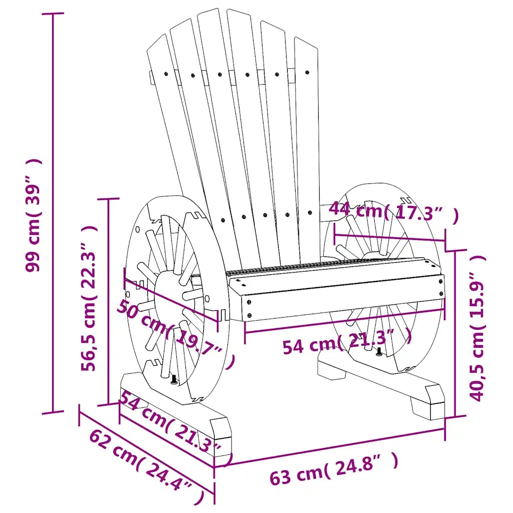Sedia da patio-Sedia da Giardino Adirondack in Legno Massello di Abete 882129
