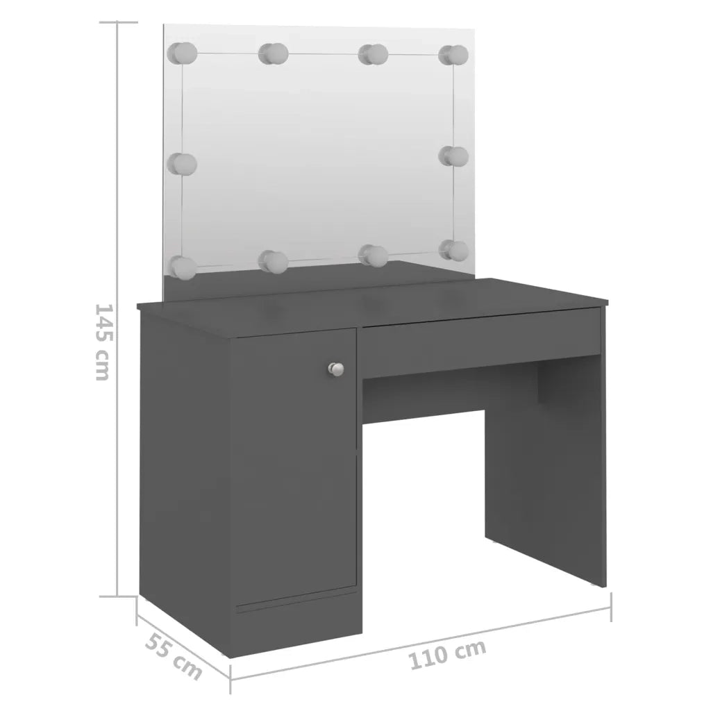 Toeletta con Luci LED 110x55x145 cm in MDF Grigia cod mxl 65318