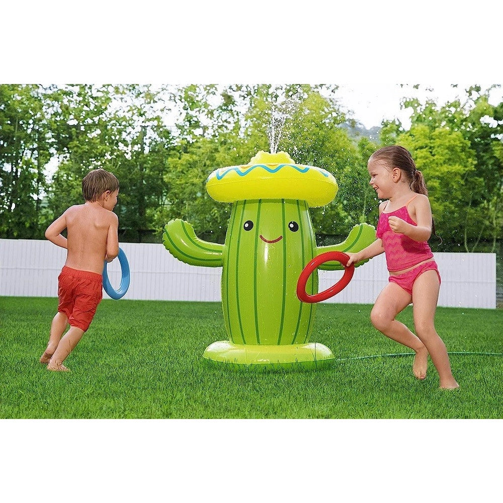 Trade Shop - Gioco Spruzza Acqua A Forma Di Cactus Per Bambini 2 Anni+ 105x60 Cm Estate 52381 -