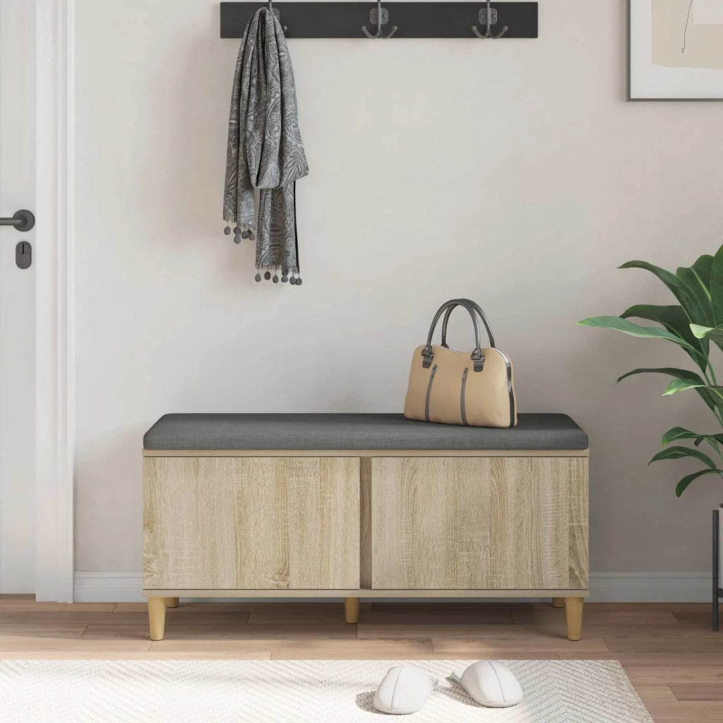 Panca per ingresso con cuscino Rovere Sonoma 100 x 38 x 46 cm
