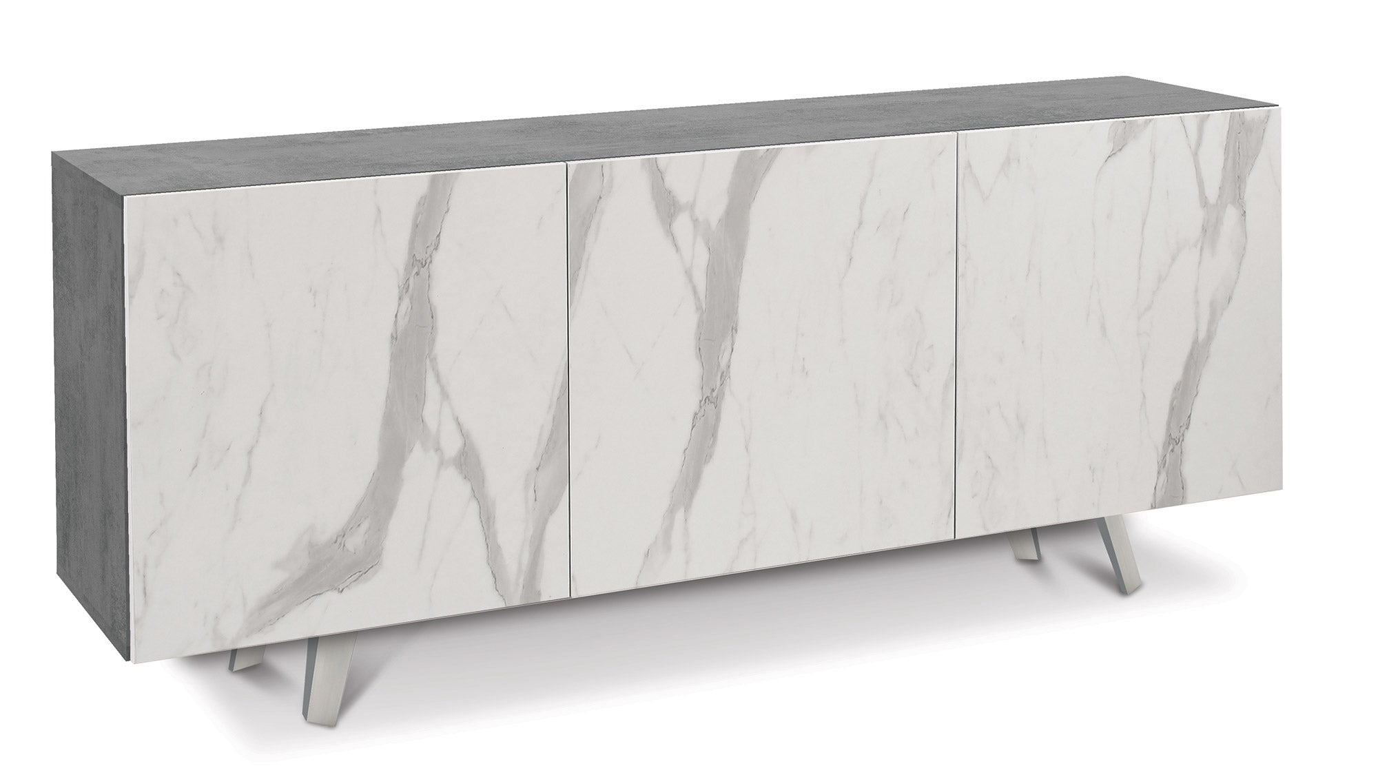 Mobile 3 Ante 174x70x41 cm Cemento/Marmo Calacatta