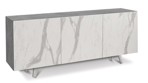 Mobile 3 Ante 174x70x41 cm Cemento/Marmo Calacatta