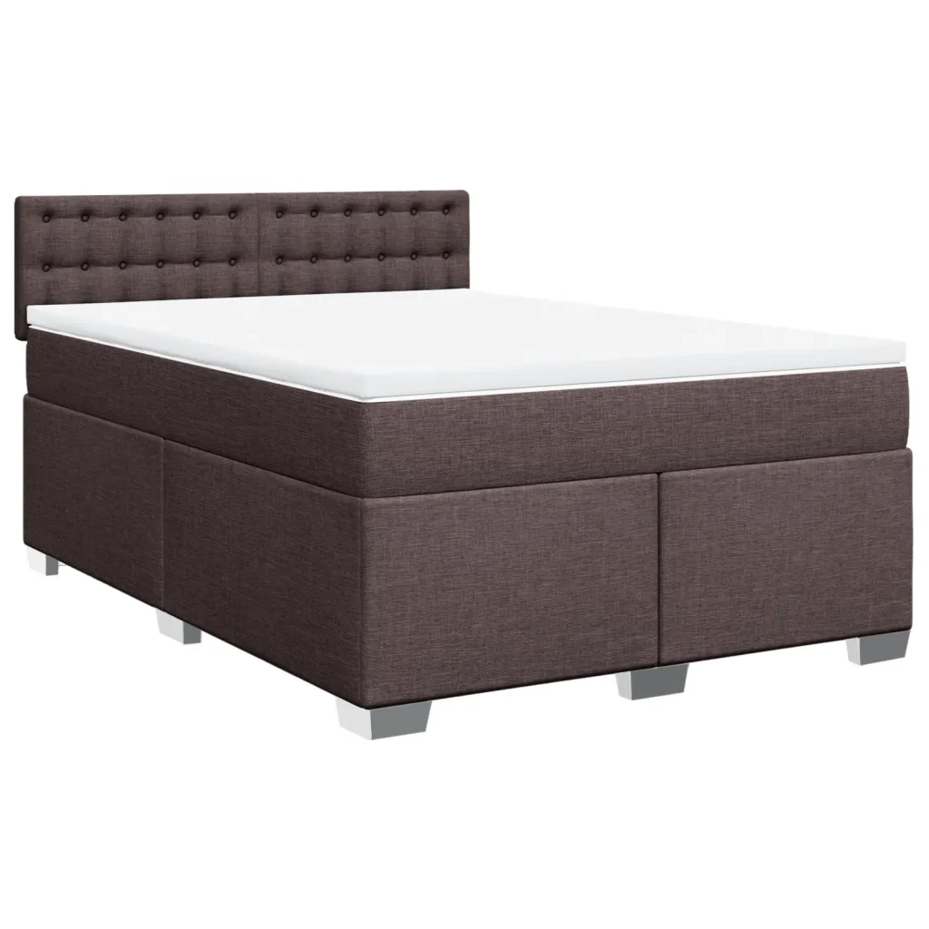 Giroletto a Molle con Materasso Marrone Scuro 160x200cm Tessuto 3288256