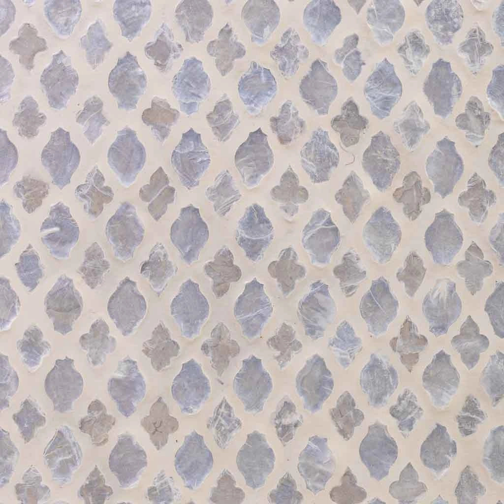 Sgabello in legno e capiz beige 35x35x45h cm