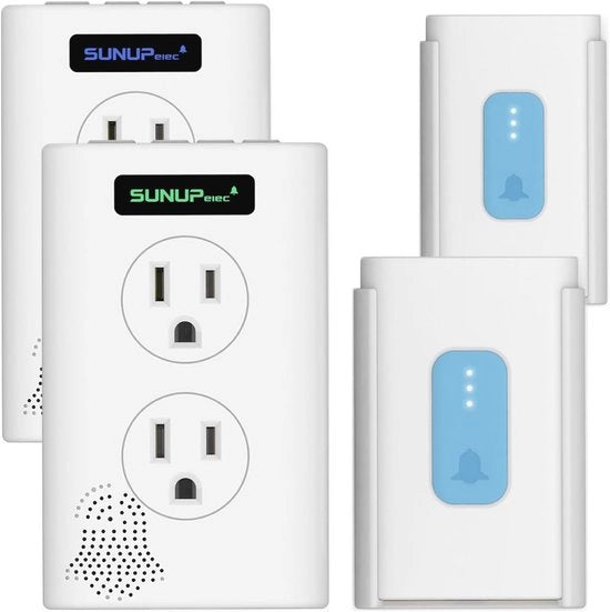 Kit di Campanello di Entrata Senza Fili con Ricevitori Extra e Lampada Notturna - IP65 Resistente all'Acqua, Modalità Senza Interruzione, Portata 1400ft