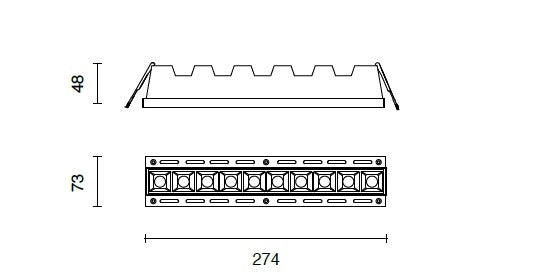 SUB BIG FARETTO DA INCASSO 10 LUCI 20W 1660LM 4000K IP20 L.27,4CM