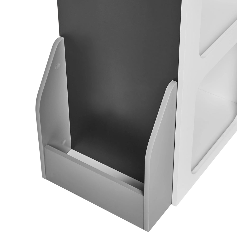 Libreria per bambini in MDF bianco a 3 ripiani per cameretta con lavagna, forma di astronave, stile scandinavo