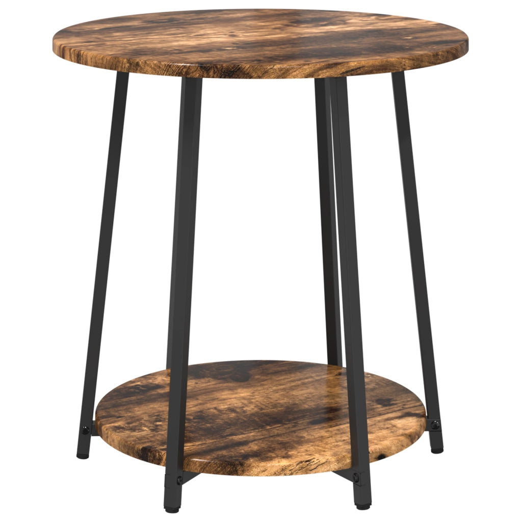 Set di 2 tavolini in legno ingegnerizzato in rovere fumÃ© e metallo