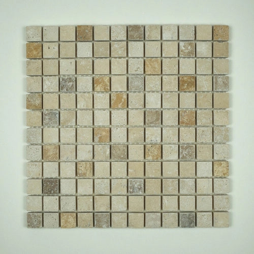 Mosaico in Travertino Anticato - Mix 3 Colori - 2,3X2,3X1 CM