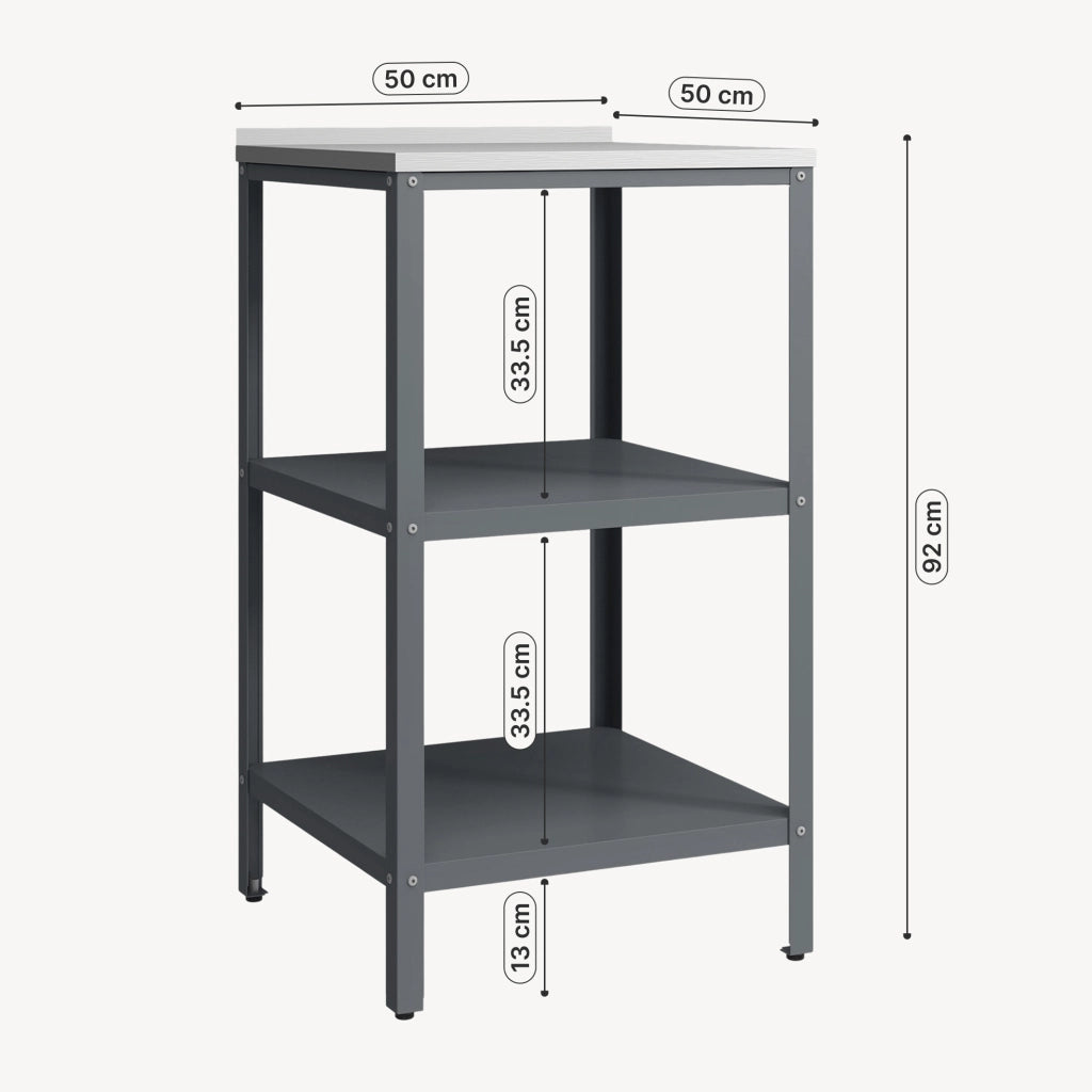 Bancone da Giardino Bolognano in Acciaio con Ripiani 92x50x50 cm Argentato / Grigio opaco casa.pro