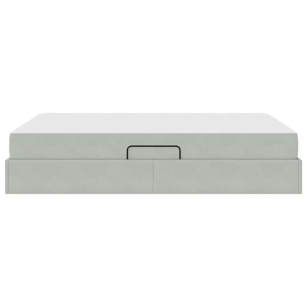 Letto con contenitore e materasso Grigio chiaro 140 x 200 cm