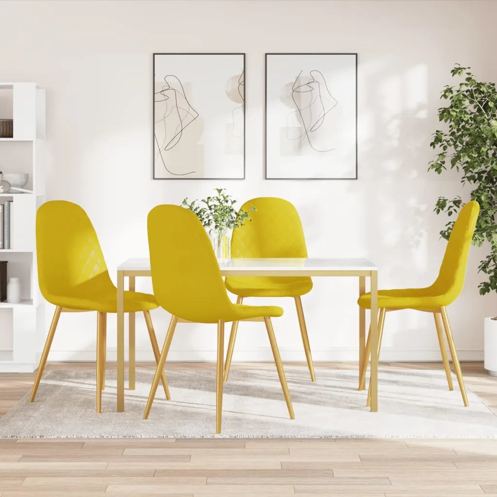 Sedie da Pranzo 4 pz | Sedie da cucina Giallo Senape in Velluto