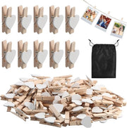 Mini Knijpers in Legno per Foto e Attività Ricreativo con Tasca di Stoccaggio