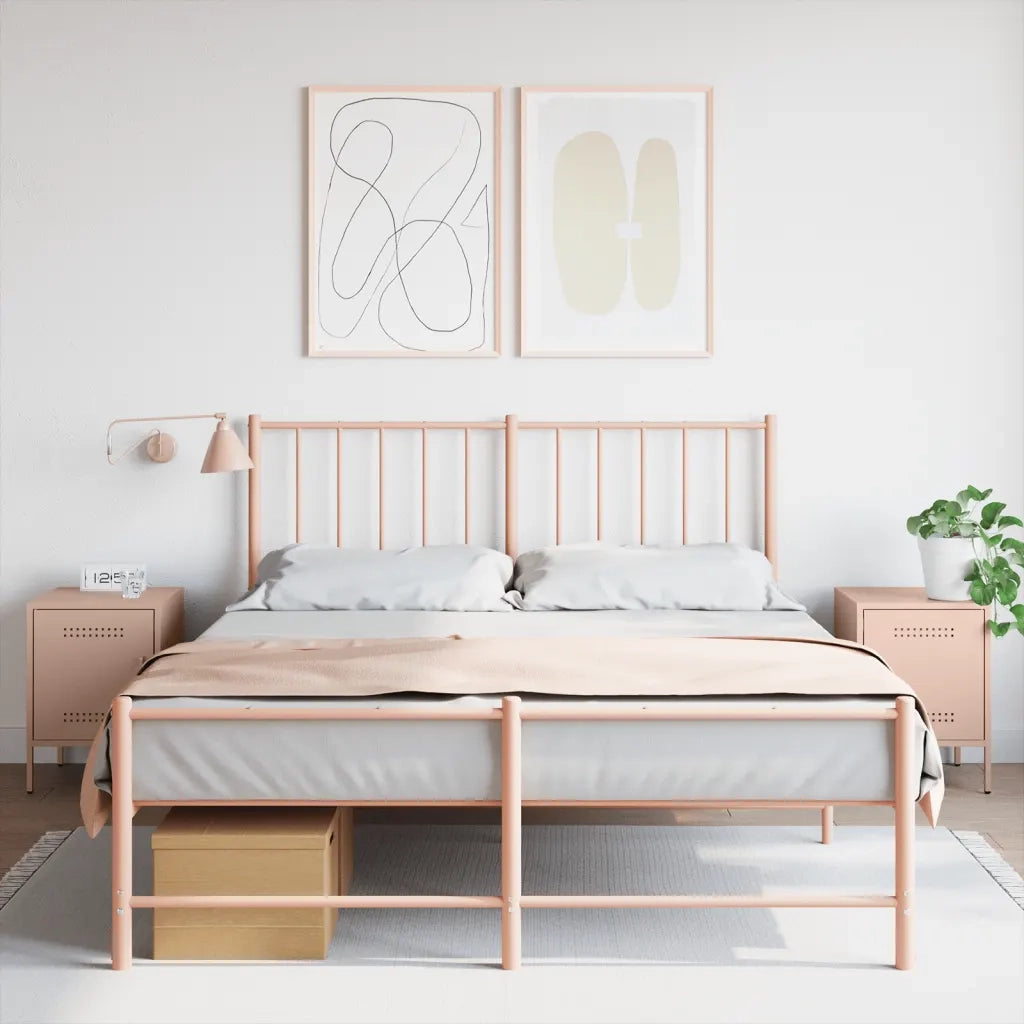 Comodini 2 pz-Set di 2 Tavolino da notte Rosa 36x39x50,5 cm in Acciaio 875994