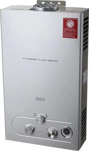 Geiser per Campeggio - Propano - Butano - LPG Geiser 18 Litri - Caldaia - Cottura - Esterno - Per Campeggio - Barca - Grigio - Con Kit di Doccia