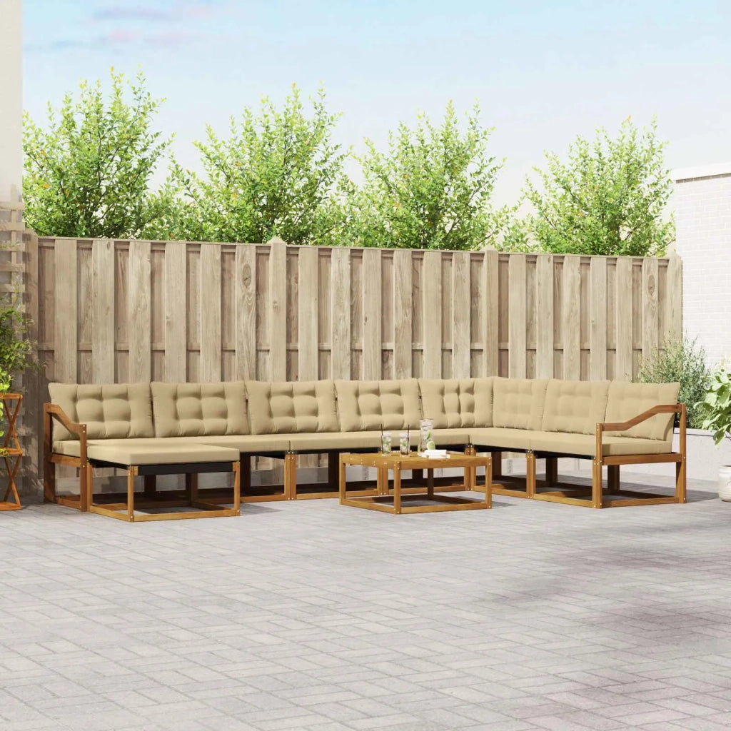 Set di divani da esterno con cuscino 9 pcs Naturale e Beige