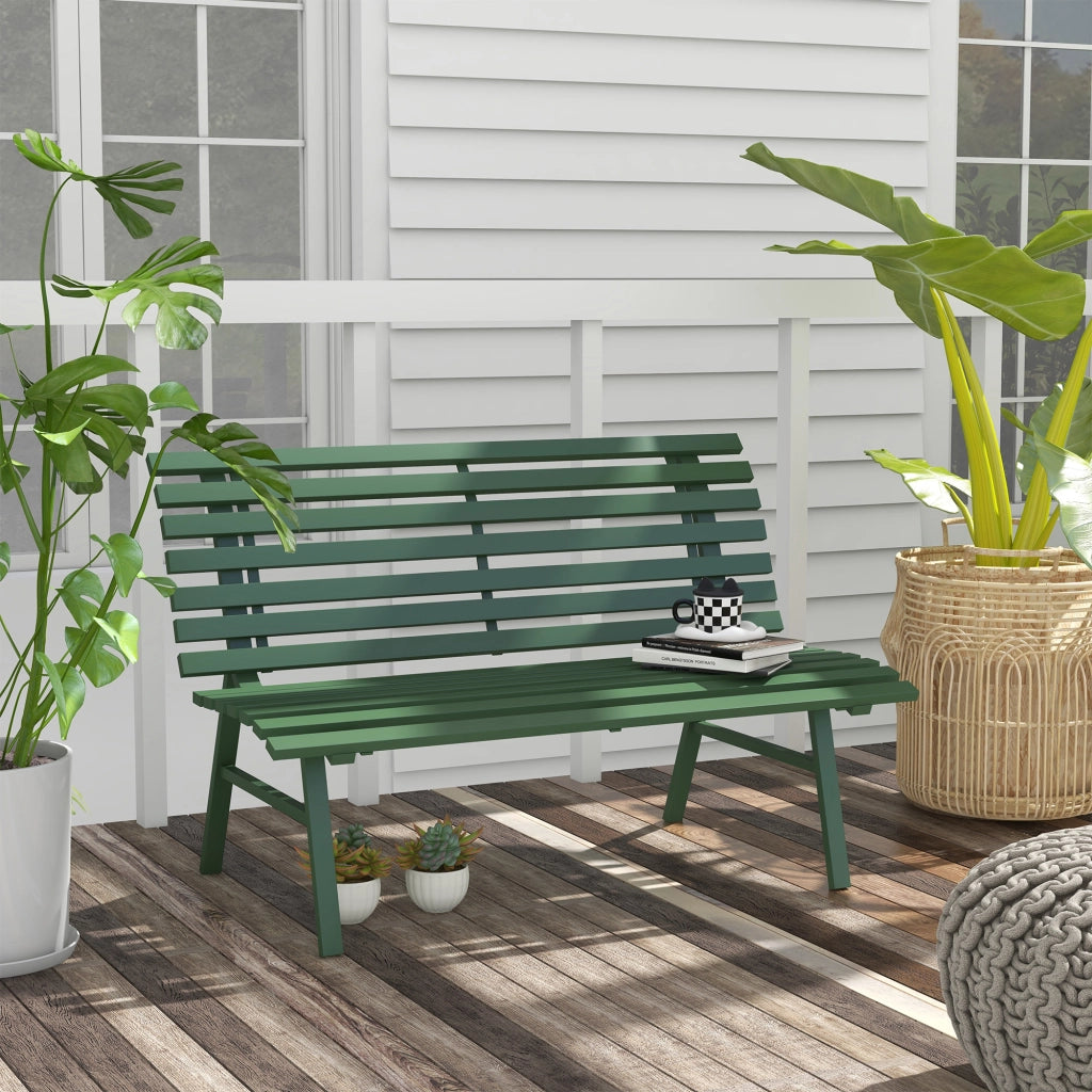 Panchina da giardino ¨C zephmum ¨C verde, alluminio, 123x67x79 cm