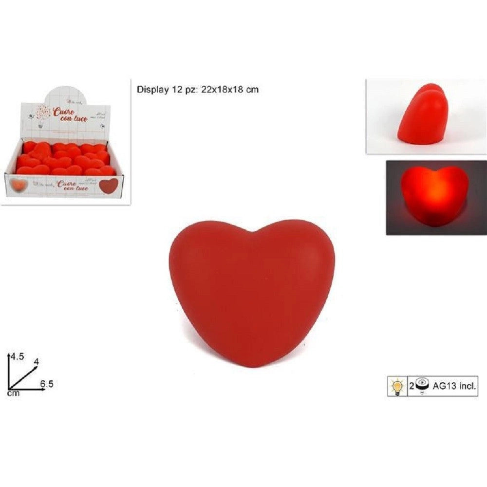 Trade Shop - Set 12 Pz Cuori Cuore Rosso Luminoso Decorazione Luce San Valentino 6,5x4.5x4cm -