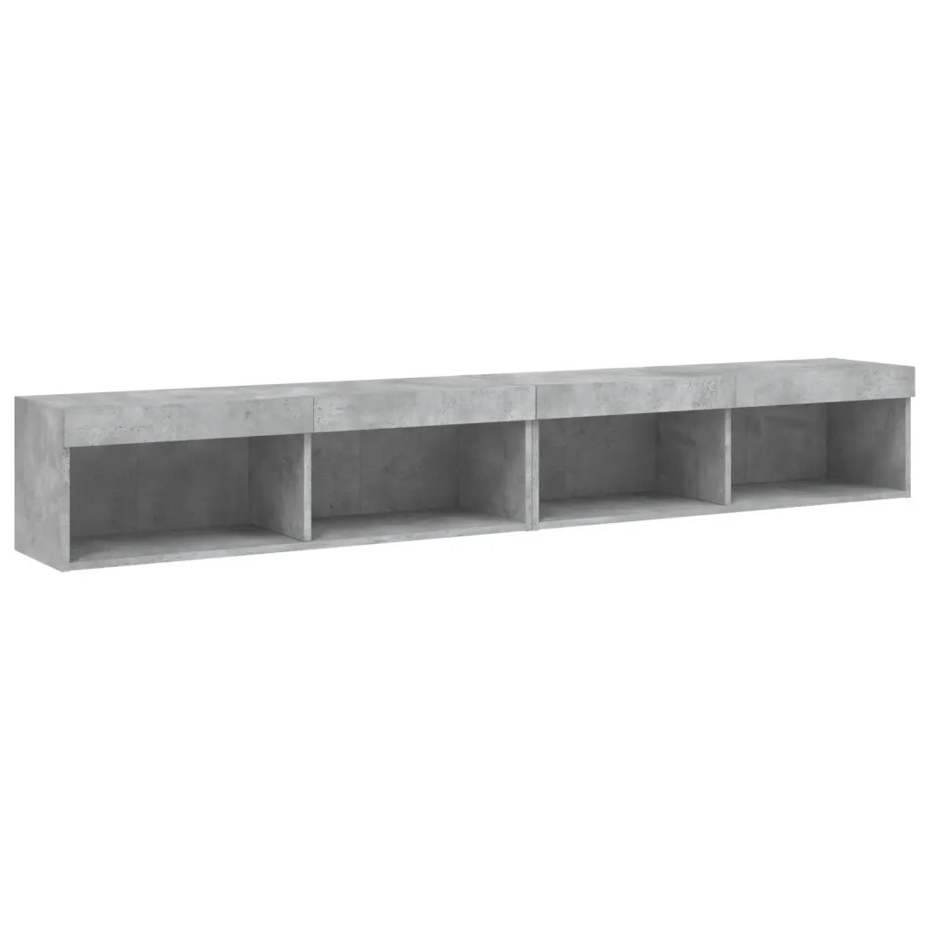 Mobili TV con Luci LED 2pz-Set di 2 Credenza per TV Grigio Cemento 100x30x30 cm