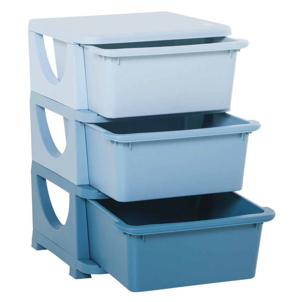 Cassettiera per bambini con 3 cassetti ¨C zephmum ¨C blu 37x37x56.5 cm