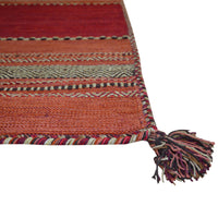 Tappeto ANTIQUE-KILIM rosso tessuto a mano in cotone e ciniglia cm.70x140