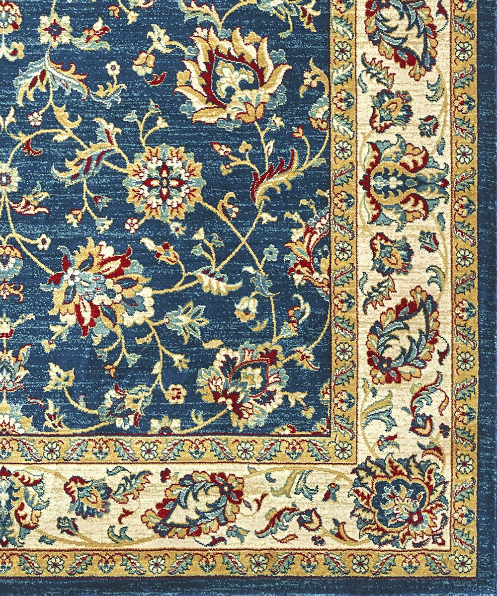 Tappeto KAZAKH 1517 blu e beige cm.240x340 stile orientale persiano alta qualità con effetto lucente