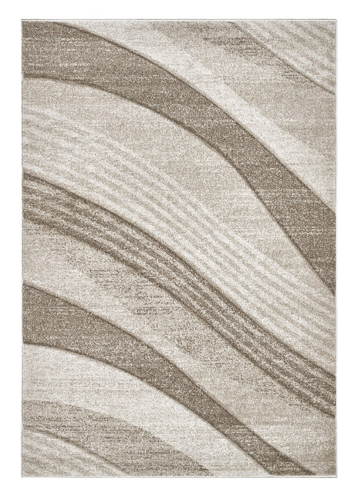 Tappeto FUNNY 87101 beige cm.120x170 pelo morbido motivo a onde moderno