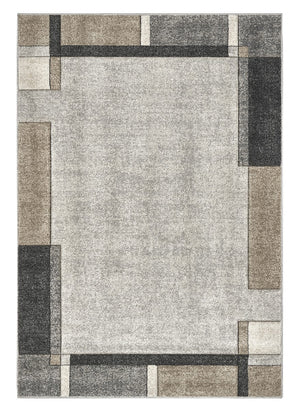 Tappeto FUNNY F8541 grigio beige disegno cornice moderna geometrica cm.160x230