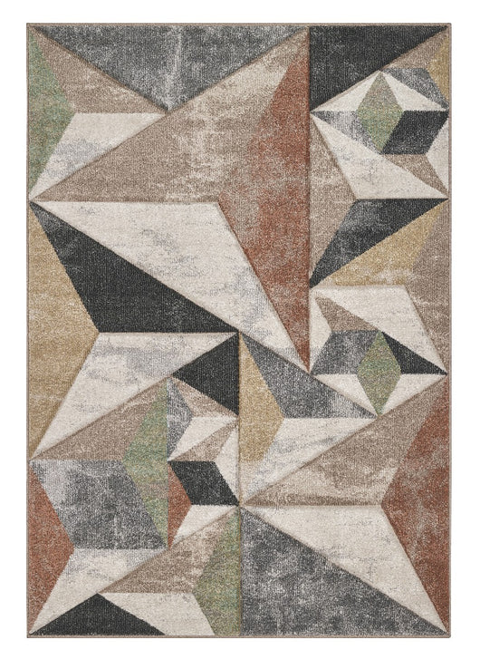 Tappeto FUNNY F8381 grigio beige design contemporaneo optical effetto 3D cm.120x170