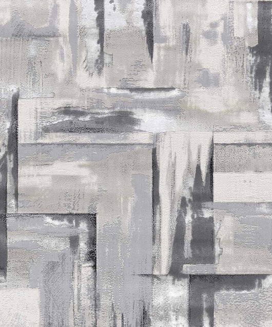 Parure di tappeti NEVADA 9160 grigio disegno astratto arte moderna tris scendiletto (1pz cm.80x150 + 2pz cm.60x120)