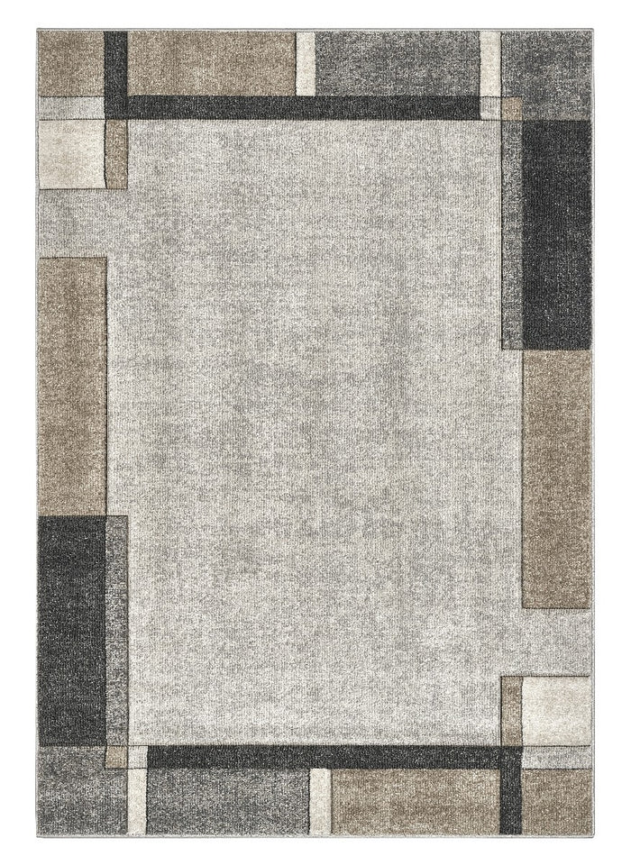 Tappeto FUNNY F8541 grigio beige disegno cornice moderna geometrica cm.120x170
