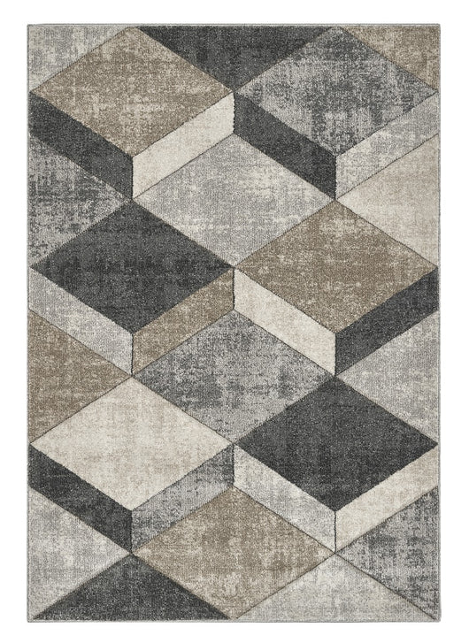 Parure di tappeti FUNNY F8521 grigio beige moderno optical effetto 3D tris scendiletto (1pz cm.80x150 + 2pz cm.60x120)