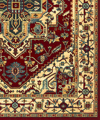 Tappeto KAZAKH 1535 rosso e oro cm.240x340 stile orientale persiano alta qualità con effetto lucente
