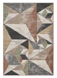 Parure di tappeti FUNNY F8381 grigio beige design contemporaneo optical effetto 3D tris scendiletto (1pz cm.80x150 + 2pz cm.60x120)