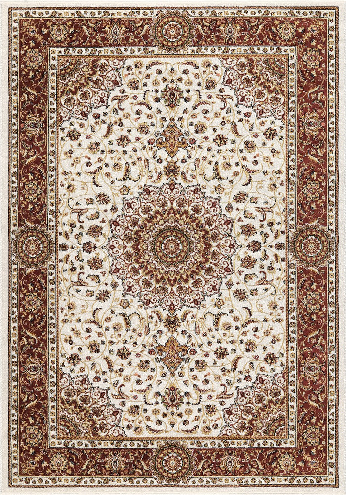 Tappeto BABIL cm.80x300 disegno classico orientale colore crema e rosso