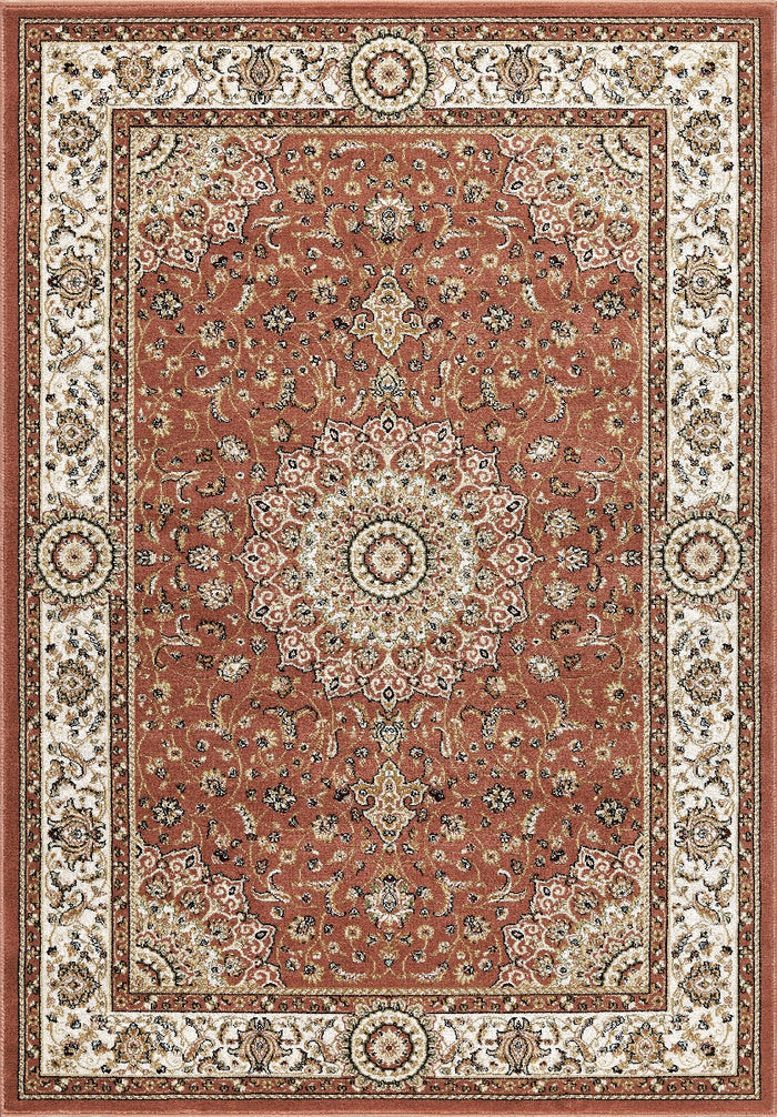 Parure di tappeti BABIL disegno classico orientale colore rosa e crema tris scendiletto (1pz cm.80x150 + 2pz cm.60x110)